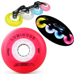 Skate Accessories Original 100% SEBA LED Illuminated Inline Skateboard Wheel Childrens Slope Roller Flash Tyre 62 64 68 70 76 80mm 231011