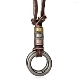 Pendant Necklaces Europe And America Pendants Cool Rock Genuine Leather Long Chain Necklace Vintage Design Men Wholesale