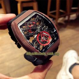 Luxury Watch Man Automatic Real eternity Super Tourbillon VANGUARD SKELETON Carbon Fibre Case Skeleton Dial