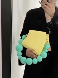 Abendtaschen Gelbe Umhängetasche für Frauen Hochwertige Lederhandtaschen Mode Perlen Mini Unterarm Umhängetasche Weibliche Partykupplung 2023