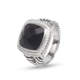 Band Rings Women and Men Classic Ladies 14mm Black Onyx Zircon Rings Fashion Jewellery Accessories Rings260b