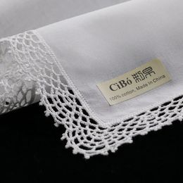 Scarves D001 White cotton 10 pieces lace handkerchiefs blank crochet hankies for women/ladies wedding gift 231012