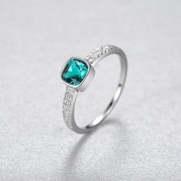 Synthetic Emerald Gemstone S925 Silver Ring Women Micro Set Zircon Ring for Women Wedding Banquet Party Valentine's Day Mother's Day Souvenir Jewellery Gift SPC