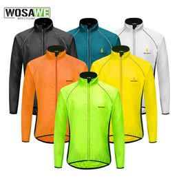 Cycling Jackets WOSAWE Men Windproof Waterproof Reflective Cycling Jacket MTB Bicycle Long Sleeve Windbreaker Sleeveless Vest Bike Coat Jersey 231012