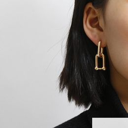 Thick Link Geometric Earring Brass Gold Drop Earrings For Women Splice Chic Stylish Ear-Rings Celebrity Jewelry Dhgarden Otclg