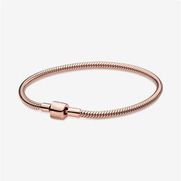 New Arrival 925 Sterling Silver Moments Barrel Clasp Snake Chain Bracelet Fit Authentic European Dangle Charm For Women Fashion DI194W
