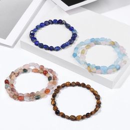 Strand Irregular Natural Stone Bead Bracelet Lapis Lazuli Quartzs Mediation Yoga Stretch Bangle Jewellery Gifts For Women Men