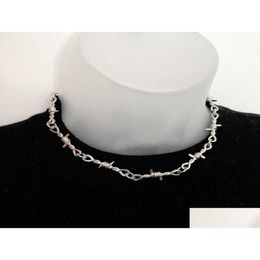 Chains Chains Punk Style Barbed Wire Choker Stainless Steel Necklace Hiphop Women039S Accessories Gothic Mens Jewellery Uni 2021 G5992 Dhoqu