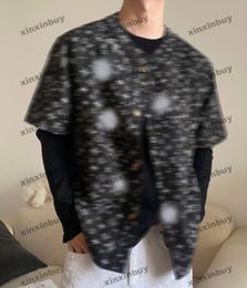 xinxinbuy Men designer Tee t shirt 23ss Paris denim Letter jacquard short sleeve cotton women Black S-XL