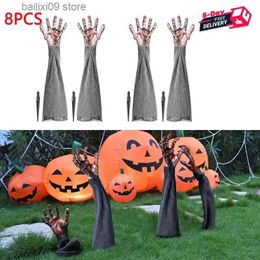 Other Event Party Supplies Halloween Decoration 8pcs Outdoor Garden Lawn Zombie Hands Black Horror Zombie Arms Stakes Ornaments Haunted House Accessories T231012