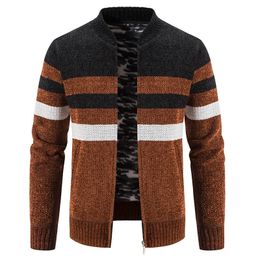 Men's Sweaters Mens Striped Knitwear Autumn Zipper Sweater Cardigan Knit Casual Jacket Baseball Jumpers Cold Coat Male Clothing Hombre Overcoat 231011