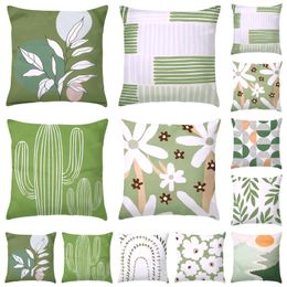 Pillow Case 9Pcs Throw Covers Plants Flowers Geometric Square Cushion Cover Comfortable Cotton Cases 18 X