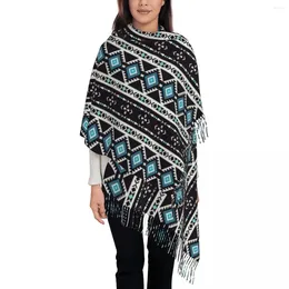 Scarves Ethnic Aztec Print Scarf For Women Warm Winter Pashmina Shawls And Wrap Tribal Design With Tassel Daily Wear