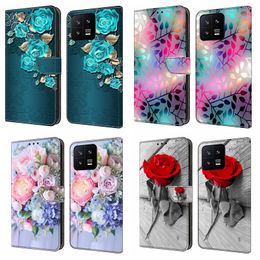 Fashion Flower Leather Wallet Cases For Xiaomi 13 Lite 13T Pro Google Pixel 8 7 7A Pro Redmi 10C 10 9T 9C 9A 9 Animal Woolf PU Butterfly Holder ID Card Slot Flip Cover Pouch