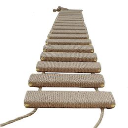 Cat Furniture Scratchers Wood Cat Bridge Ladder Wall-Mounted Sisal Rope Cat Wall Steps Kitten Scratcher Climber Post Toys DIY Kitten Activity Furniture 231011