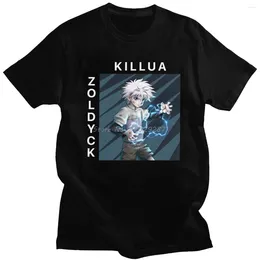 Men's T Shirts Cool Anime X Shirt Cotton Killua Zoldyck Tee Tops O-neck Manga Tshirt Short Sleeved Casual T-shirt Gift