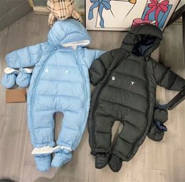 Babies Girls Boys One piece Rompers Fashion Winter Print Letter Bear Jumpsuits Designer Baby cartoon climbing dwon coats warm kids zipper baby clothes