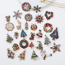 Xmas Brooch Snowman Santa Claus Tree Wreath Metal Pins Fashion Jewellery Gift For Women Christmas Gifts