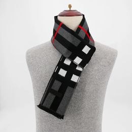 Scarves Luxury Brand Mens Classic Warm Long Winter Scarf Men's Plaid Winter Soft Cashmere Feel Plaid Check and Solid Scarf 231011