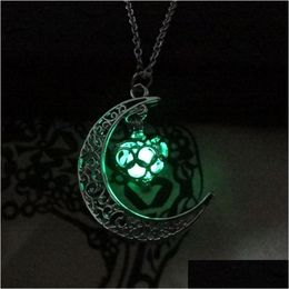 Pendant Necklaces Glow In The Dark Moon Love Necklace Noctilucence Locket Pendant Necklaces Women Fashion Jewellery 162397 Jewellery Neckl Dha3F