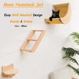 Cat Furniture Scratchers 1pc Wall-mounted Pet Wood Furniture Cat Hammock Bed Kitten Wall Shelf Cat Perch Wooden Scratching Climbing Post Cat Tree Pet Toy 231011