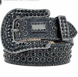 2023 Дизайнерские ремни BB BB BENT SIMON для Owen Men Men Women Fashion Shiny Skull Kor Diamond Belt Gold Большие страза с большим