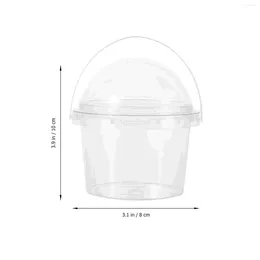 Disposable Cups Straws Portable Popcorn Bucket Food Safe Clear Lid Ice Cream Storage Containers Freezer Cookie