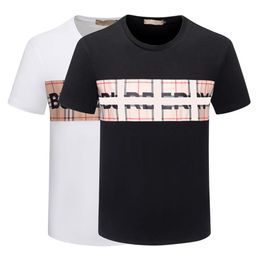 Fashion Designer Men's T-shirt Black and White Plaid Stripe Fashion Casual 100% Cotton Anti-wrinkle Slim Letter printing Larg260v