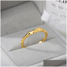 Gold Plated Irregar Rings For Women Adjustable Open Stainless Steel Ring Trend Engagement Wedding Jewerly Anillos Dhgarden Ot30Z