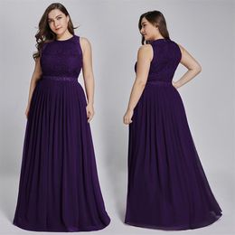 Women's Plus size Dresses grenadine Maxi Dresses dinner party navy blue red purple pink Sleeveless lace Evening dresses Bride264k