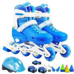 Inline Roller Skates Childrens Skateboard Size Adjustable Boys and Girls Sports Shoes PU Flash 4Wheel Outdoor Training 231011