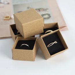 Jewelry Boxes 100pcs Rings Jewelry Box 4*4*3cm Kraft Gift Cardboard Boxes for Ring Necklace Earring Women Jewelry Packaging with Sponge Inside 231011