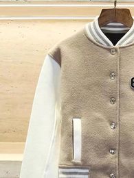 Women's Jackets 2023 Autumn Winter Color Patchwork Baseball Jacket Women French Vintage Stand Collar Long Sleeve Single Breasted Coat