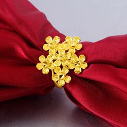 Wedding Rings 24k Vietnam Alluvial Gold Women Ring Delicate 3D Plated Flower Adjustable Designs Jewellery