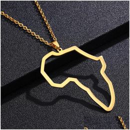 Pendant Necklaces Stainless Steel Africa Map Pendant Necklace Hip Hop Gold Chains Necklaces For Women Men Fashion Jewellery Jewellery Neck Dhpl8