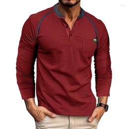 Men's T Shirts Collar Shirt Men Casual Solid Color Long Sleeve For Autumn Cotton Camisas Hombre Top Tees