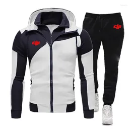 Men's Tracksuits Dji Professional Pilot Drone Print Men Zipper Jacket Suit Running Sports Autumn Long Sleeve Hoodie Sweatpants Outfit