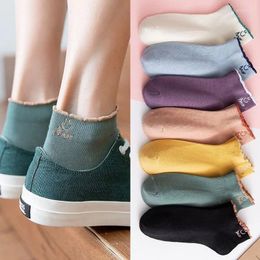 Women Socks 5 Pairs/lot Funny Cute Girl Ankle Mixed Colours Fashion Underwear Summer Sport Breathable Cotton Kawaii Lingerie