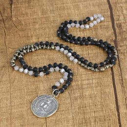Pendant Necklaces KELITCH Black Color Buddha Yoga Necklace Blessing Jewelry 108 Japamala Rosary Tibetan Head Coupon & Discount