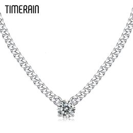 Pendant Necklaces Timerain Cuban Chain 1 Necklace White Gold Plate 925 Sterling Silver Unisex Jewelry Hip Hop Style Gift 231011