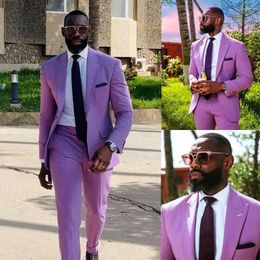 Men's Suits Men Suit Blazer Costume Hombre Purple Single Breasted Leisure Wedding Groomsmen Two Piece Jacket Pants Slim Fit Custom Made