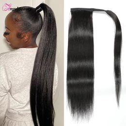 Lace Wigs tail Human Hair Wrap Around Straight tail Remy Hair tails Clip in Hair For Women Natural Colour 231012