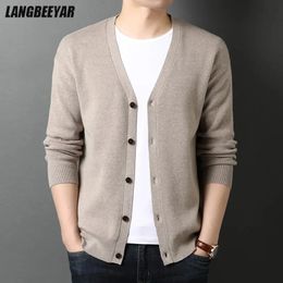 Men's Sweaters Top Grade Wool 5 Brand Designer Fashion Knit Korean Style Cardigan Men Sweater Casual Coats Solid Jacket Mens Clothes 231011