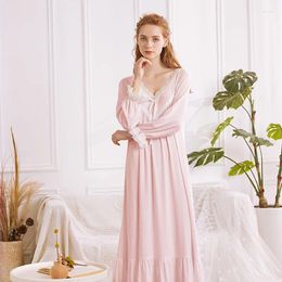 Women's Sleepwear Autumn Vintage Nightgowns Women Modal Cotton Peignoir Long Night Dress Victorian Romantic Loose Princess Sleeping Robe