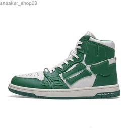 Top Versatile Designer Shoe Mens Sneaker Amiiri Bone Chunky High Small White Fashion Skateboarding Genuine Leather Skel Shoes Splice Lw03