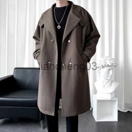 Men's Trench Coats 2023 Autumn New Men's Trench Solid Colour Warm Fashion Casual Coat Lapel Button Front Korean Style Mens Jacket J231012