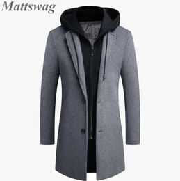 Men's Wool Blends Woollen Jacket Coats With Removable Hat Winter Thick Warm Business Mid Long Men Fashion Classic Casual Outdoor 231011