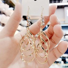 Dangle Earrings All-match Luxury Spiral Female Personality Exaggerated Ear Hook Net Red Fashion Atmosphere High-end Lady Party Gift