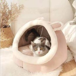 Cat Beds Furniture Cat Bed Warm Pet Basket Comfortable Kitten Beds and Furniture Cushion Goods for Cats House Hammock Home Houses Accessories 231011