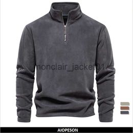 Men's Sweaters AIOPESON Brand Quality Thicken Warm Fleece Jacket for Men Zipper Neck Pullover Men's Sweatshirt Soft Shell Mens Jacket J231012